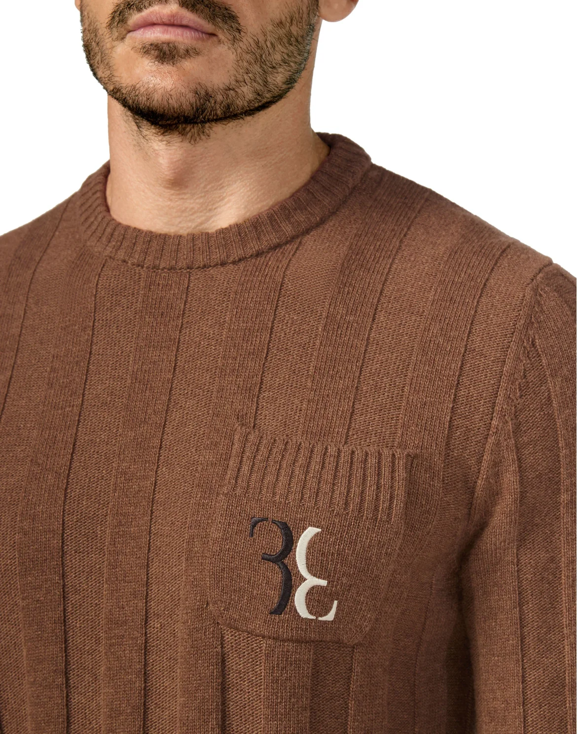 Wool Pullover Round Neck LS Double B, цвет: Коричневый