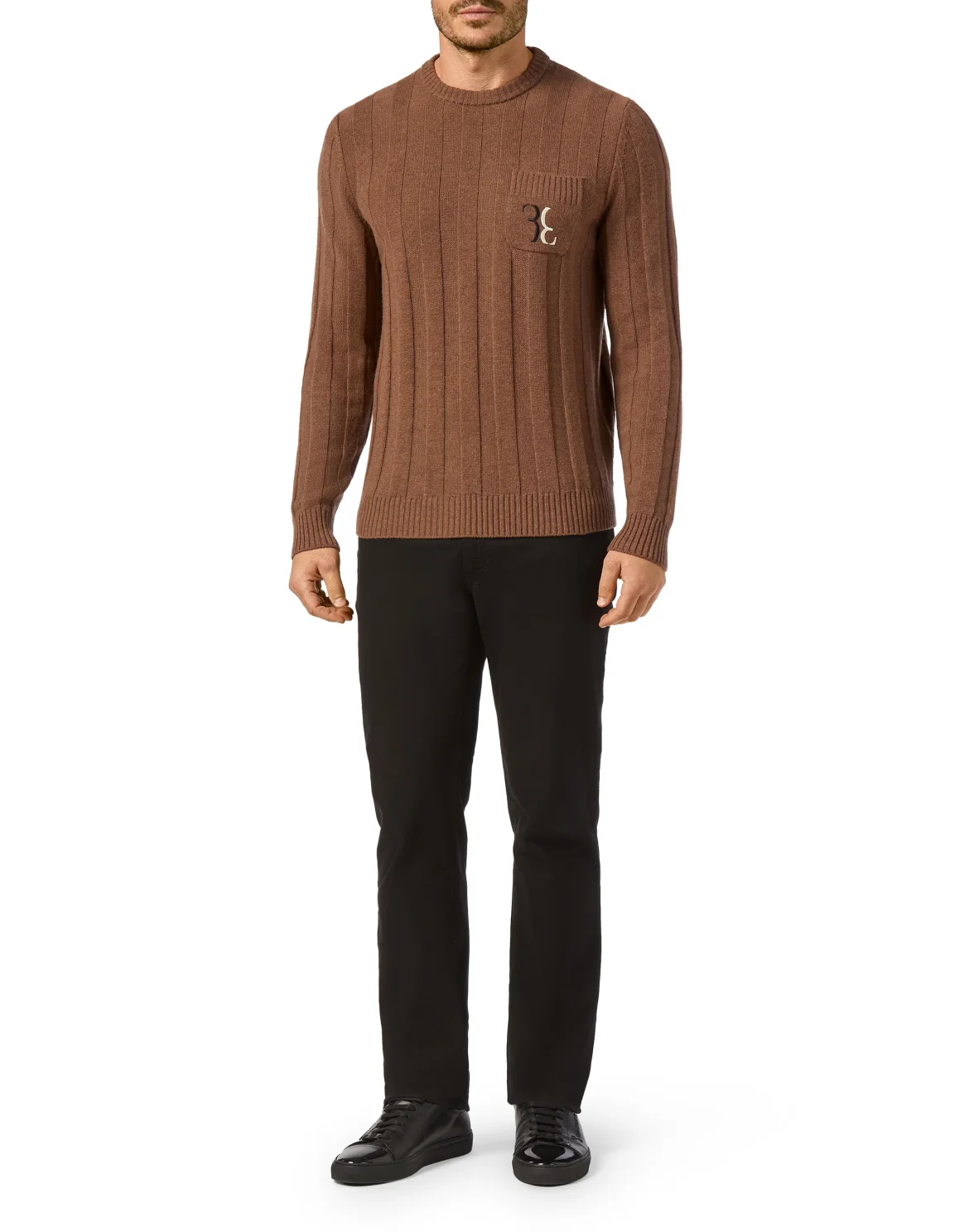 Wool Pullover Round Neck LS Double B, цвет: Коричневый