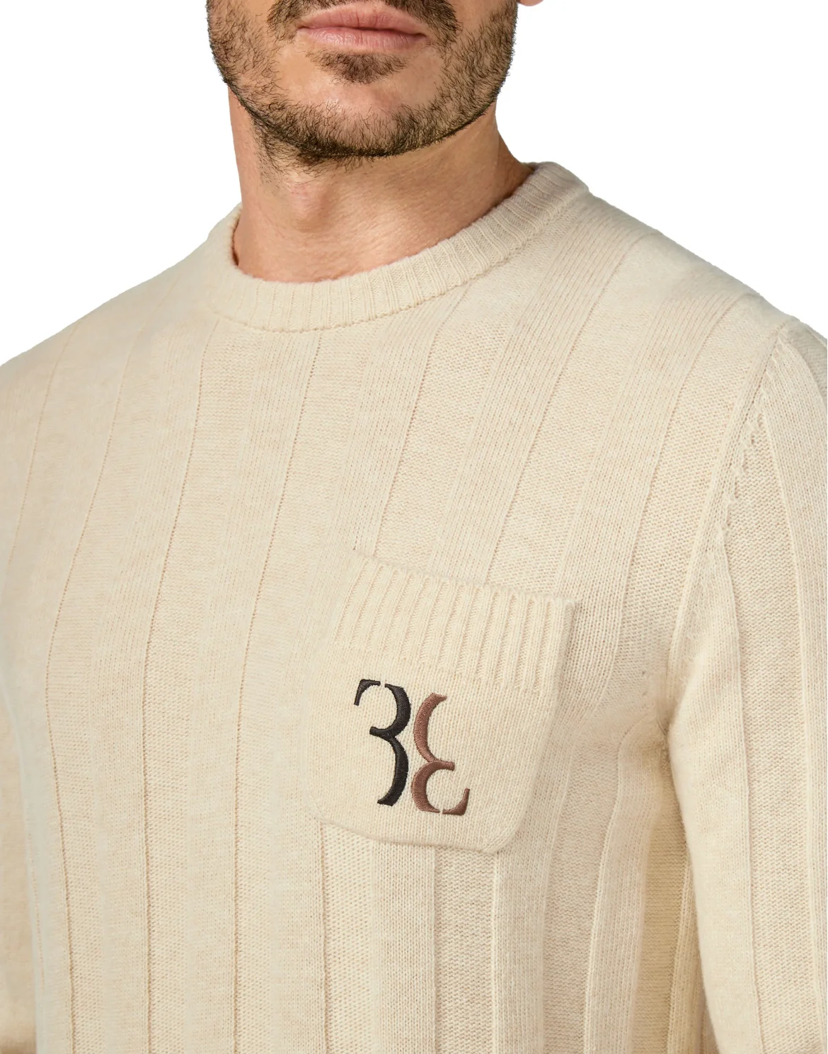 Wool Pullover Round Neck LS Double B, цвет: Бежевый