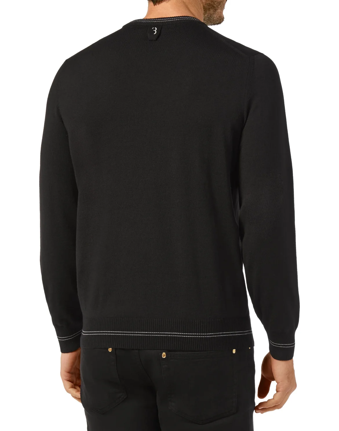Wool Pullover Round Neck LS Double B, цвет: Черный