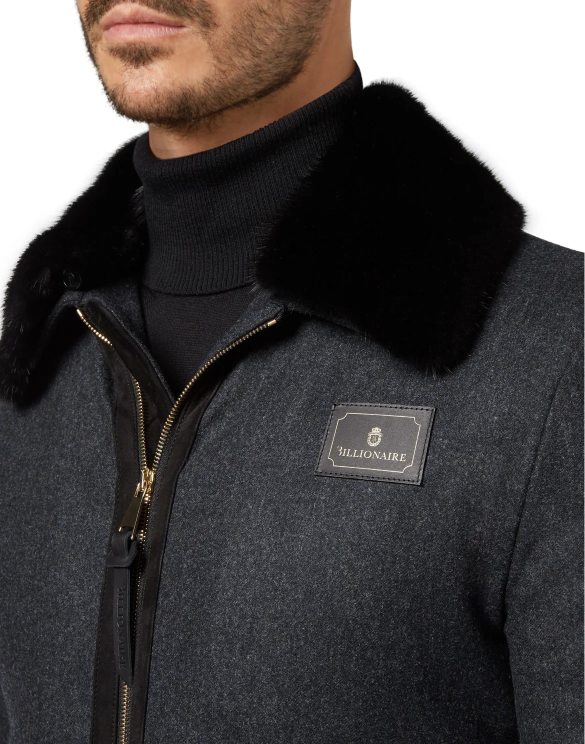 Bomber Collar fur  Luxury, цвет: Черный
