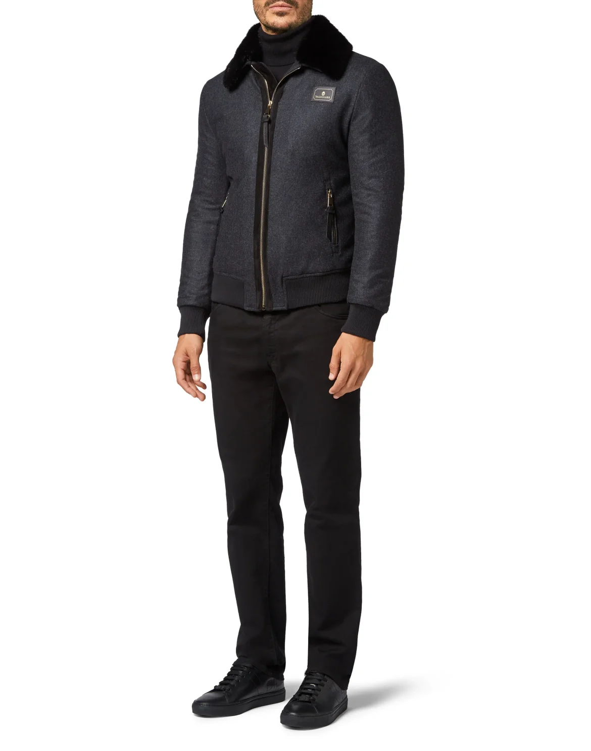 Bomber Collar fur  Luxury, цвет: Черный
