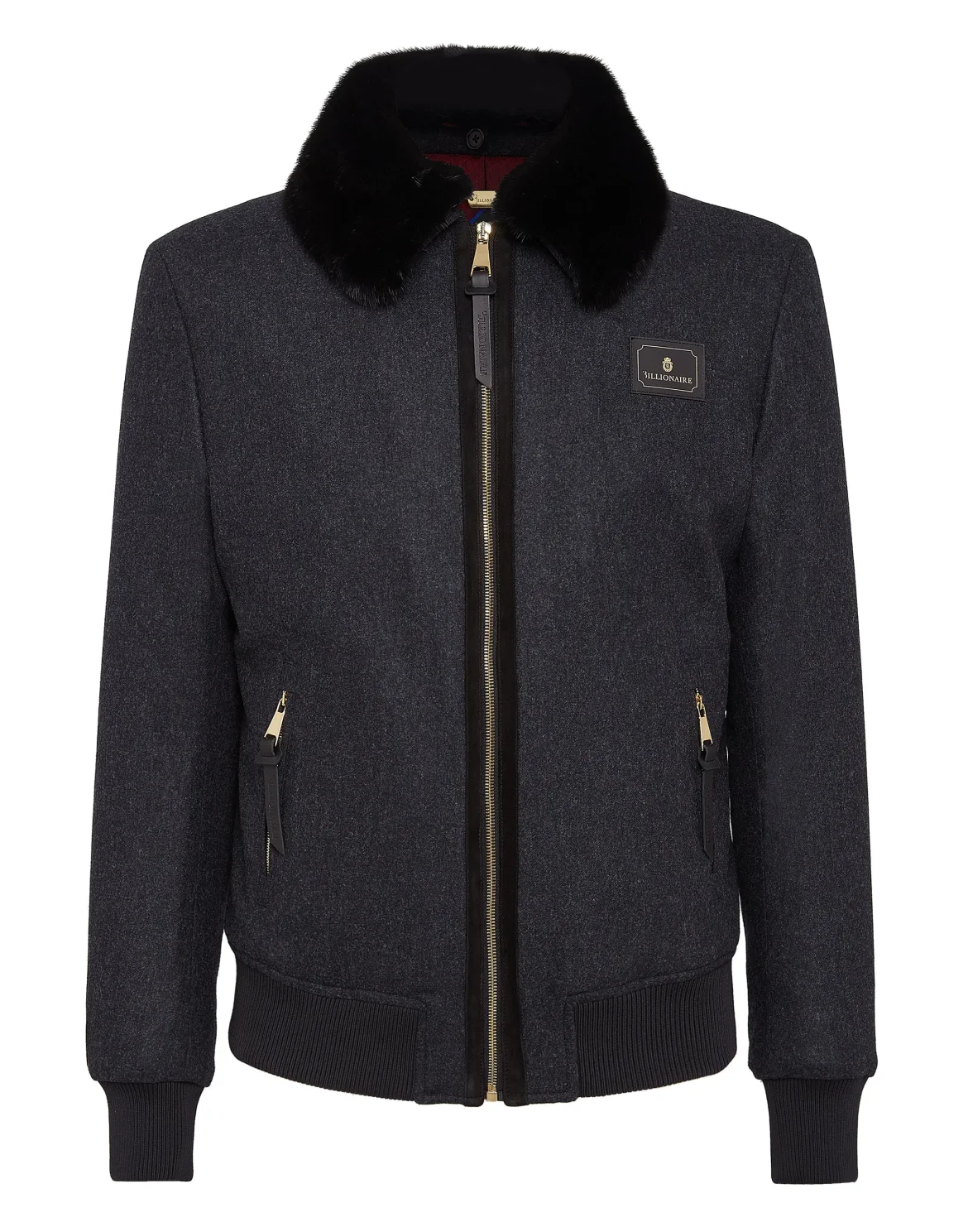 Bomber Collar fur  Luxury, цвет: Черный