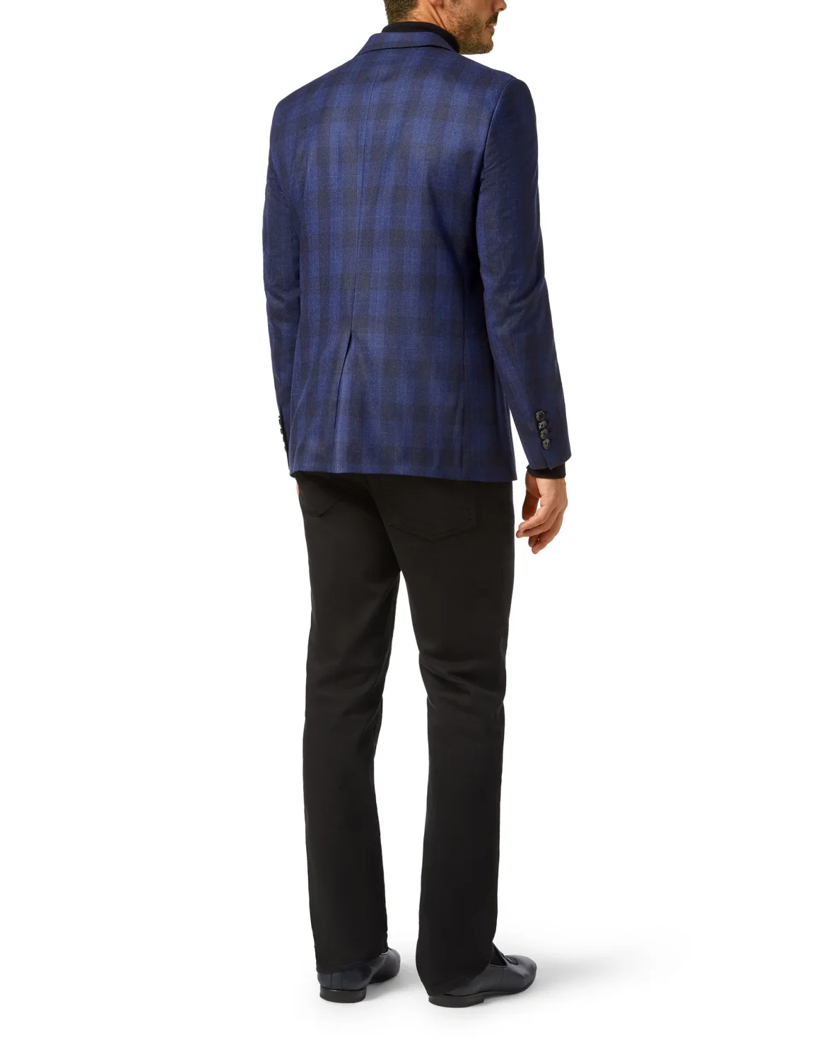Wool Blazer Tailored Fit Check Crest, цвет: Синий