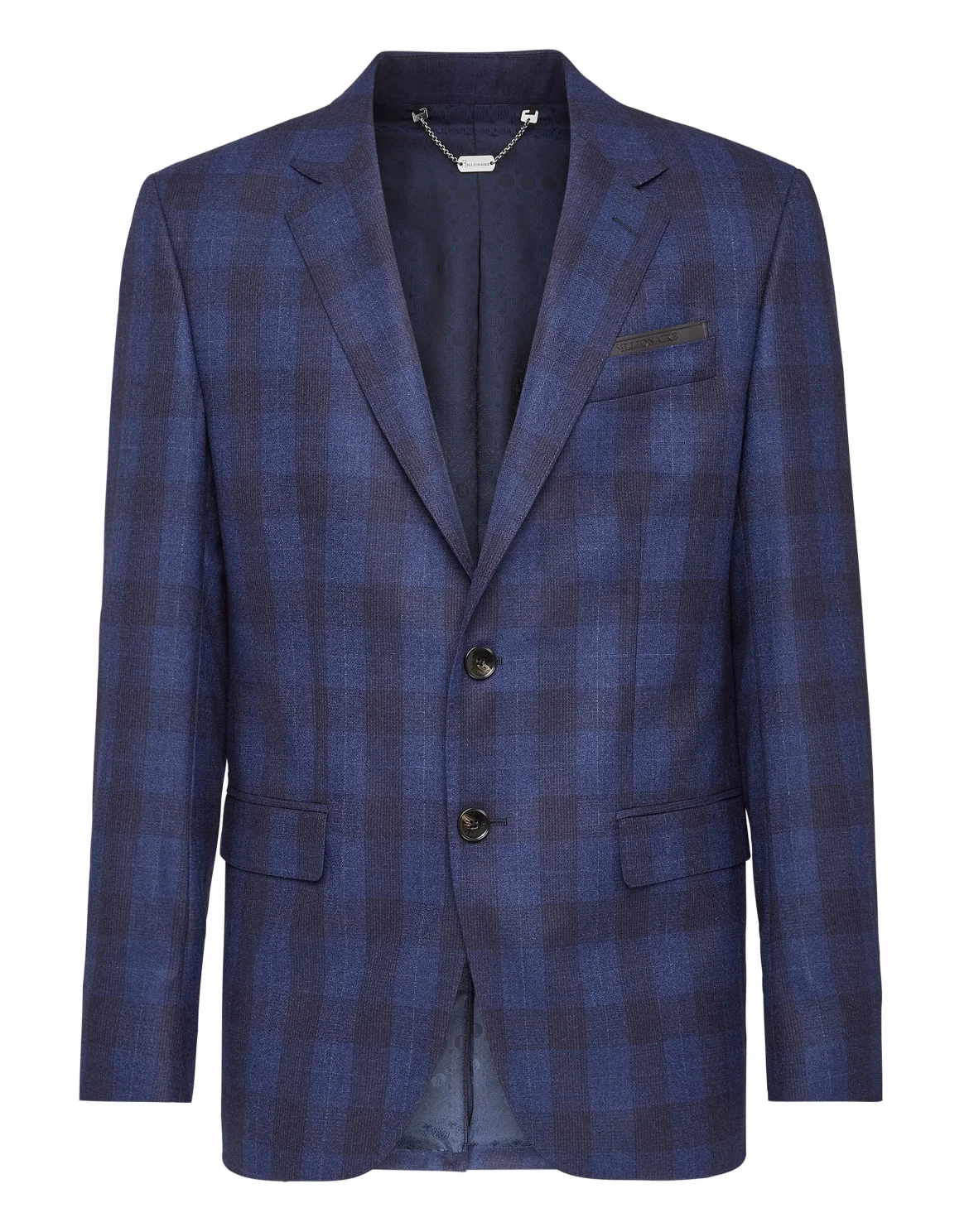 Wool Blazer Tailored Fit Check Crest, цвет: Синий