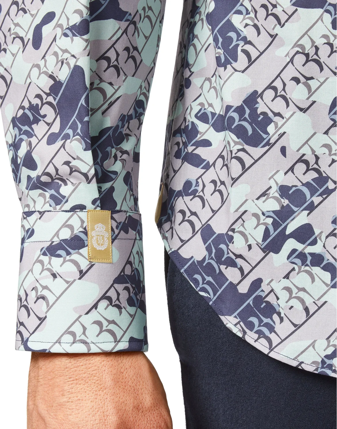 Shirt Gold Cut LS All over BB, цвет: Голубой