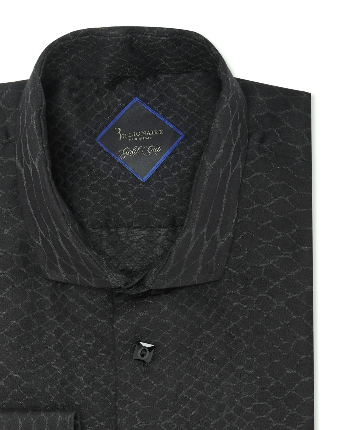 Silk Shirt Gold Cut LS Jacquard, цвет: Черный