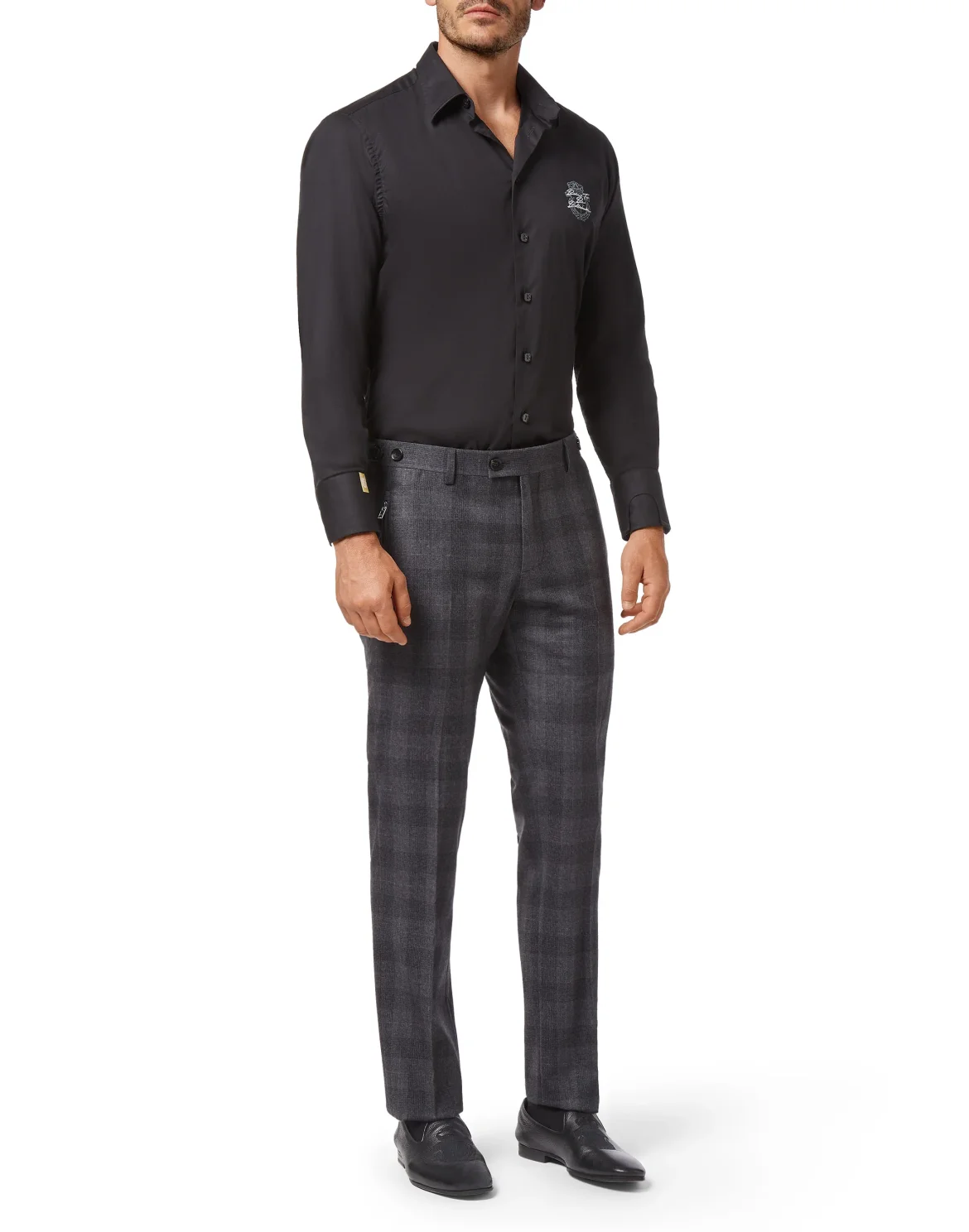Wool Long Trousers Tailored fit Check Crest, цвет: Черный