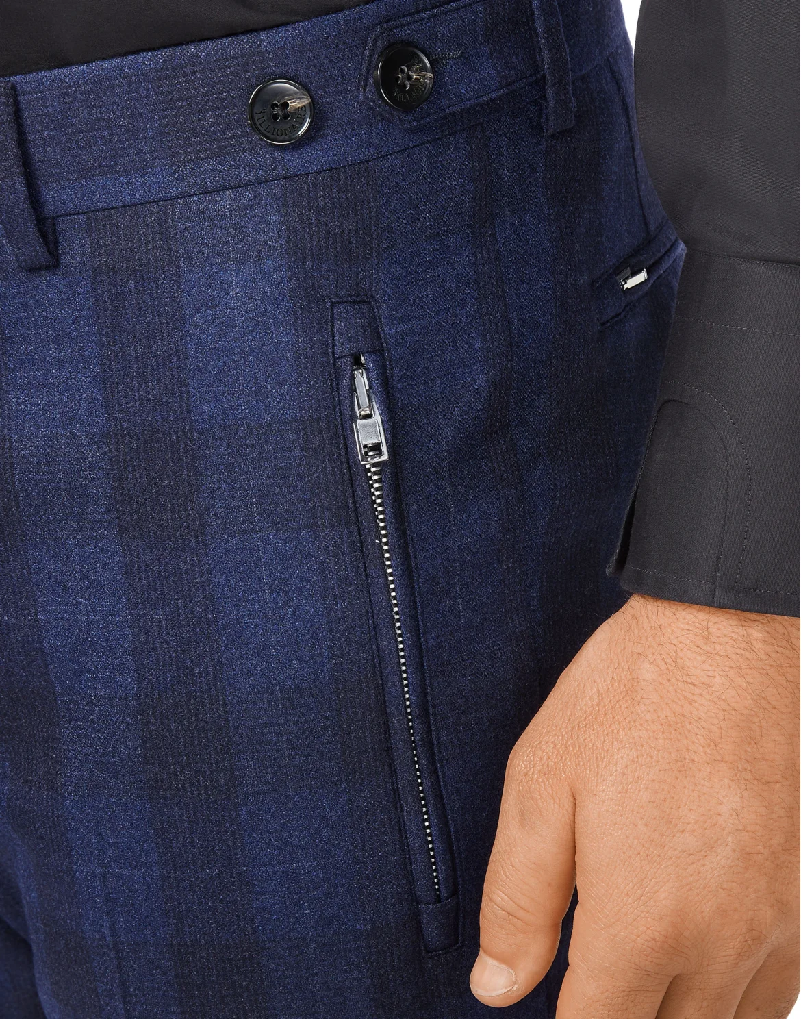 Wool Long Trousers Tailored fit Check Crest, цвет: Синий