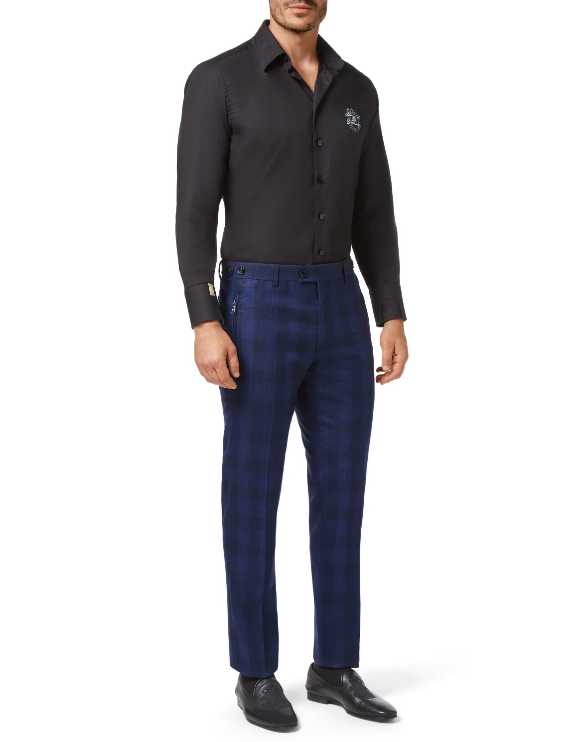 Wool Long Trousers Tailored fit Check Crest, цвет: Синий