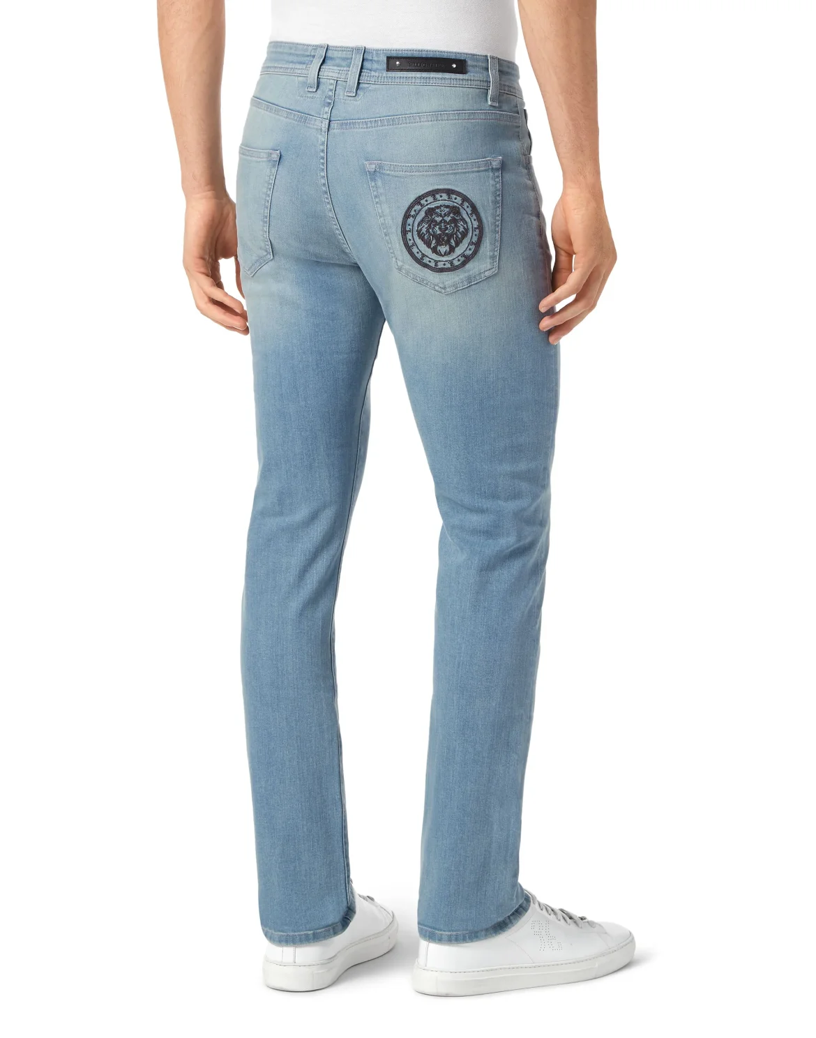 Denim Trousers Super Straight Cut Lion, цвет: Голубой