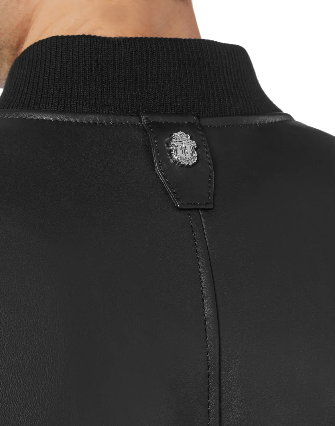 Basic Leather Bomber, цвет: Черный