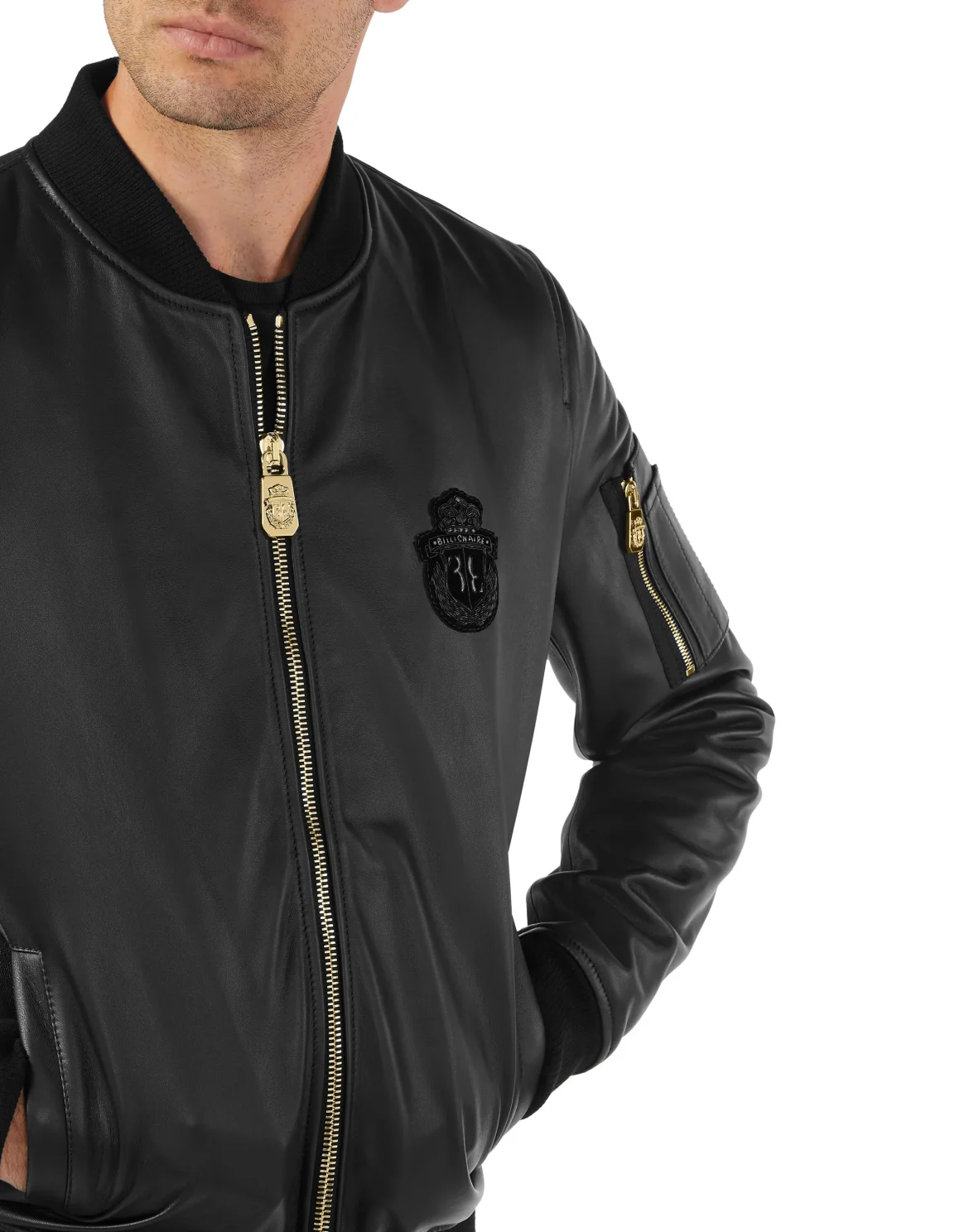 Basic Leather Bomber, цвет: Черный