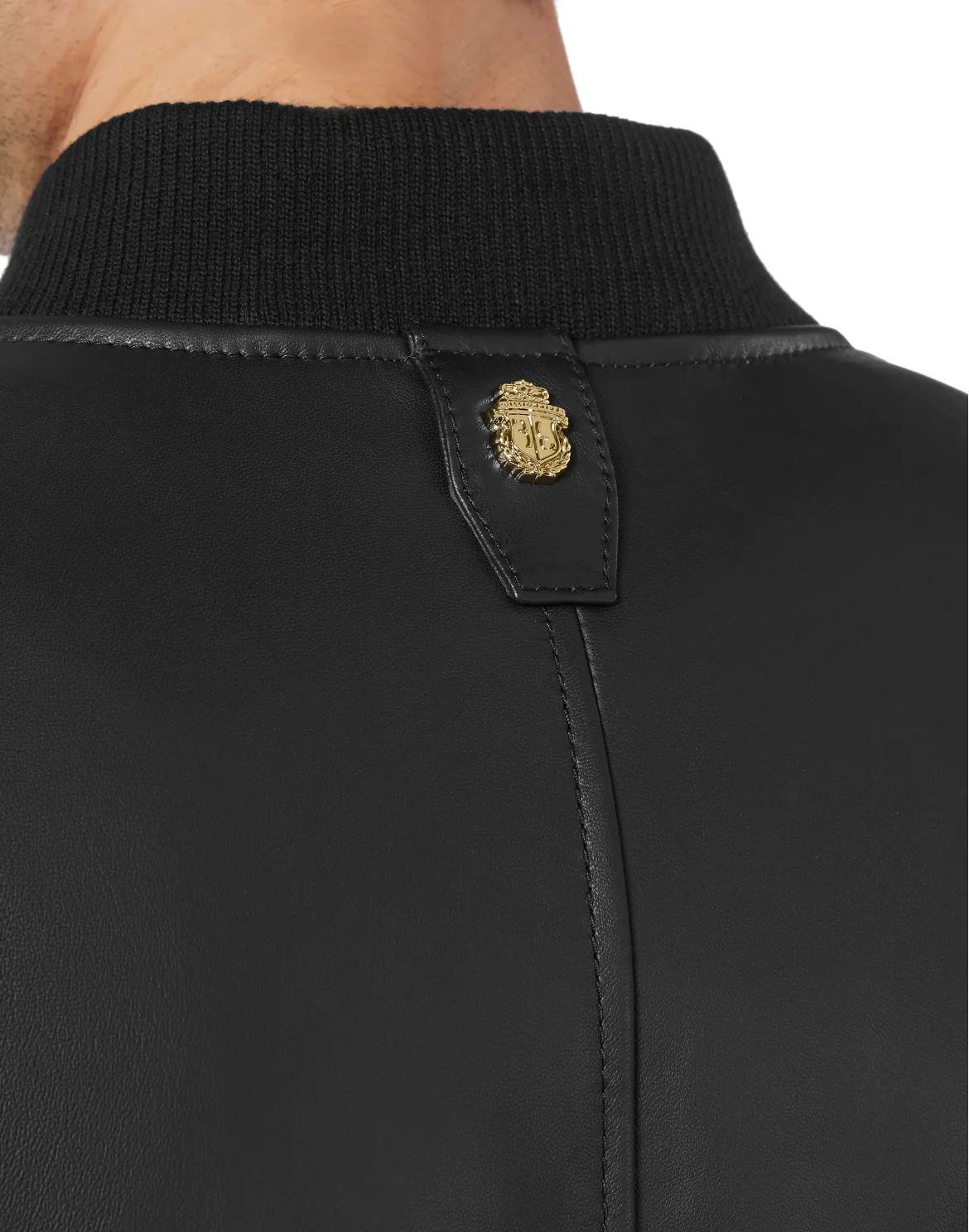 Basic Leather Bomber, цвет: Черный