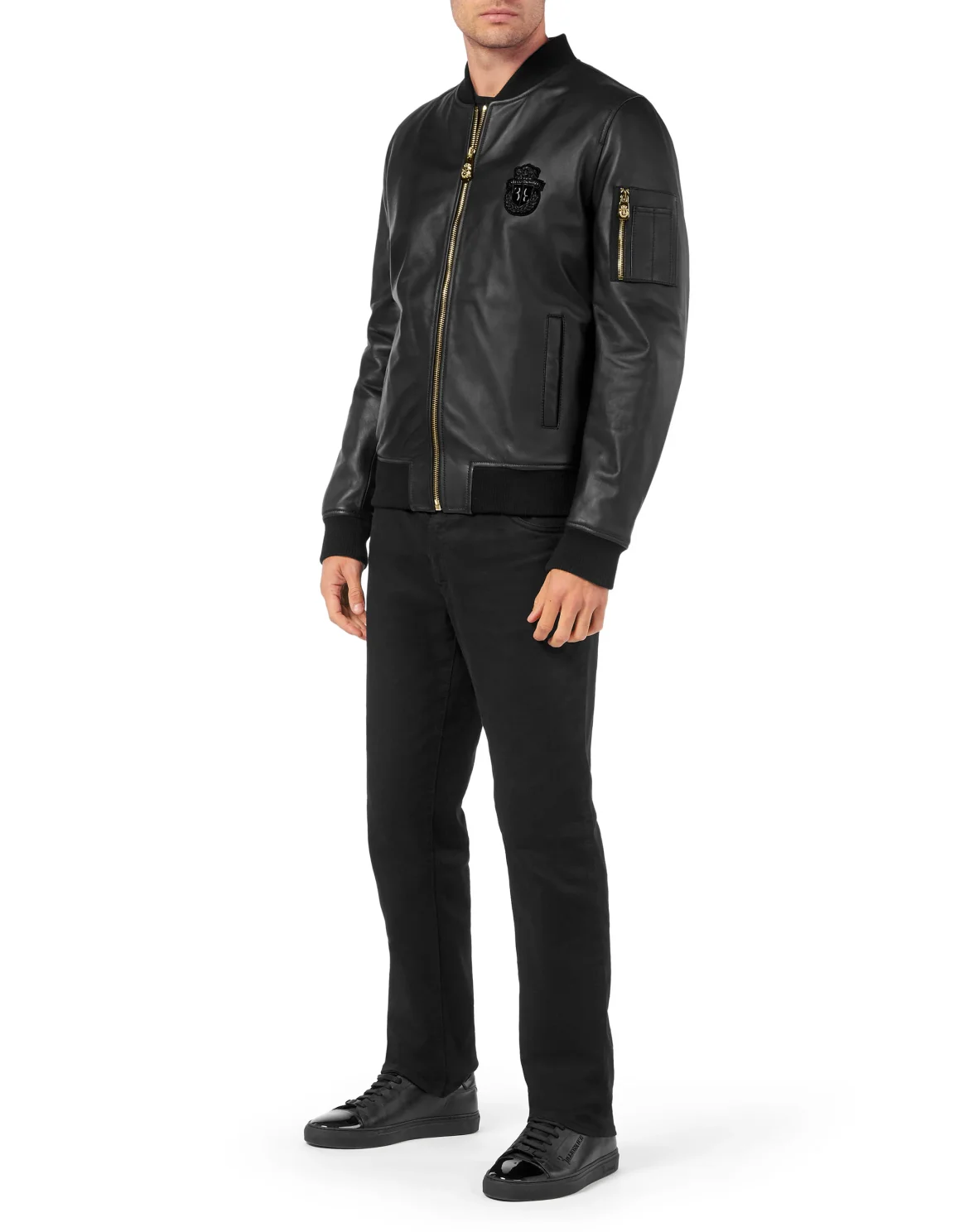 Basic Leather Bomber, цвет: Черный