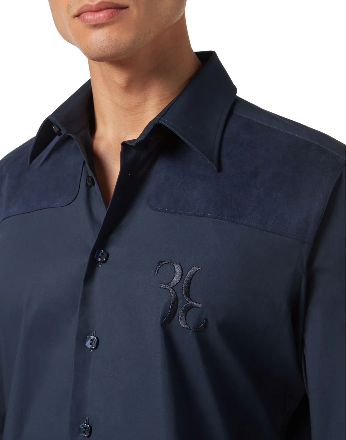 Cotton & Suede Shirt Slim Fit, цвет: Синий