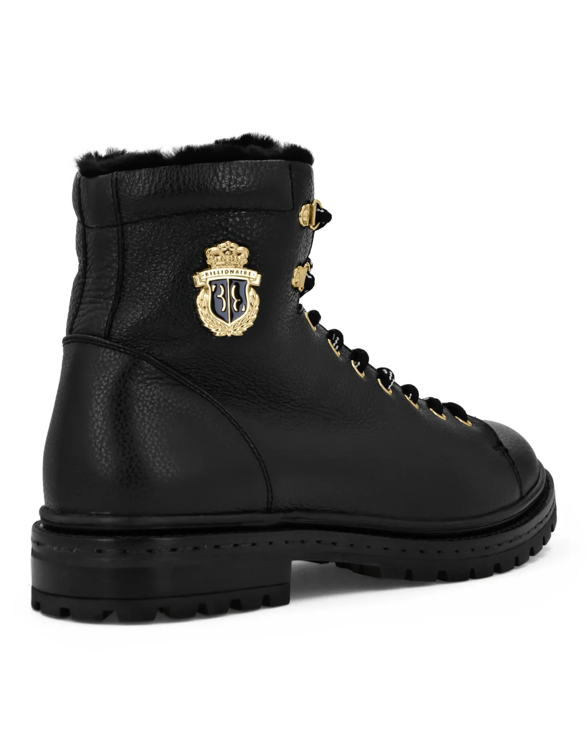 Leather Boots Mid Flat With Fur, цвет: Черный