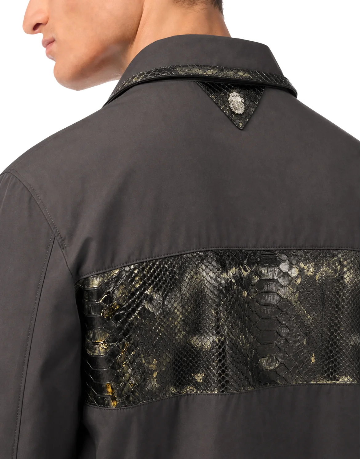 Nylon Jacket With Python Inserts, цвет: Черный