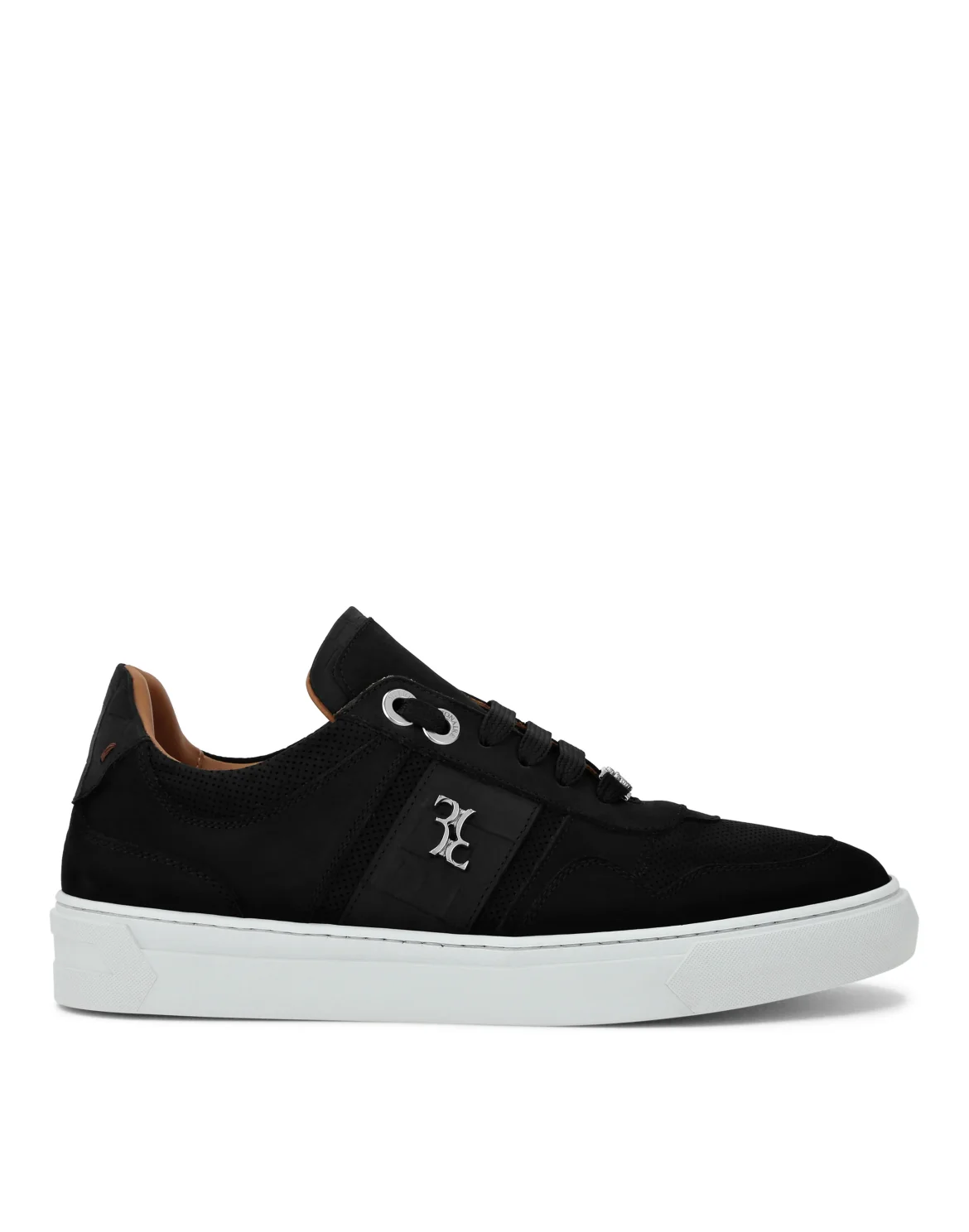 Nabuk Crocco Printed Lo-Top Sneakers, цвет: Черный
