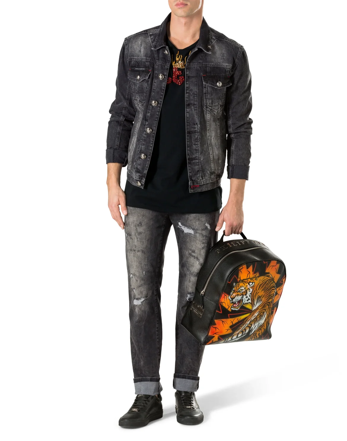 T-shirt Round Neck SS "Plein flames show", цвет: Черный