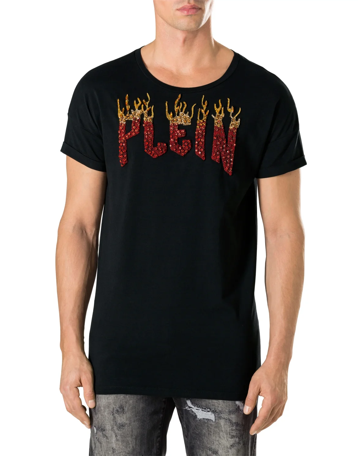 T-shirt Round Neck SS "Plein flames show", цвет: Черный