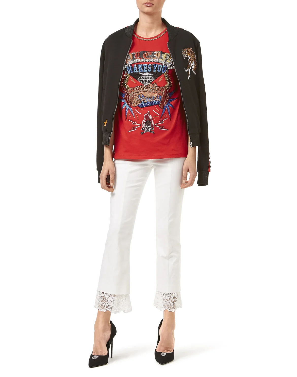 Flare Trousers "Feel the static more", цвет: Белый