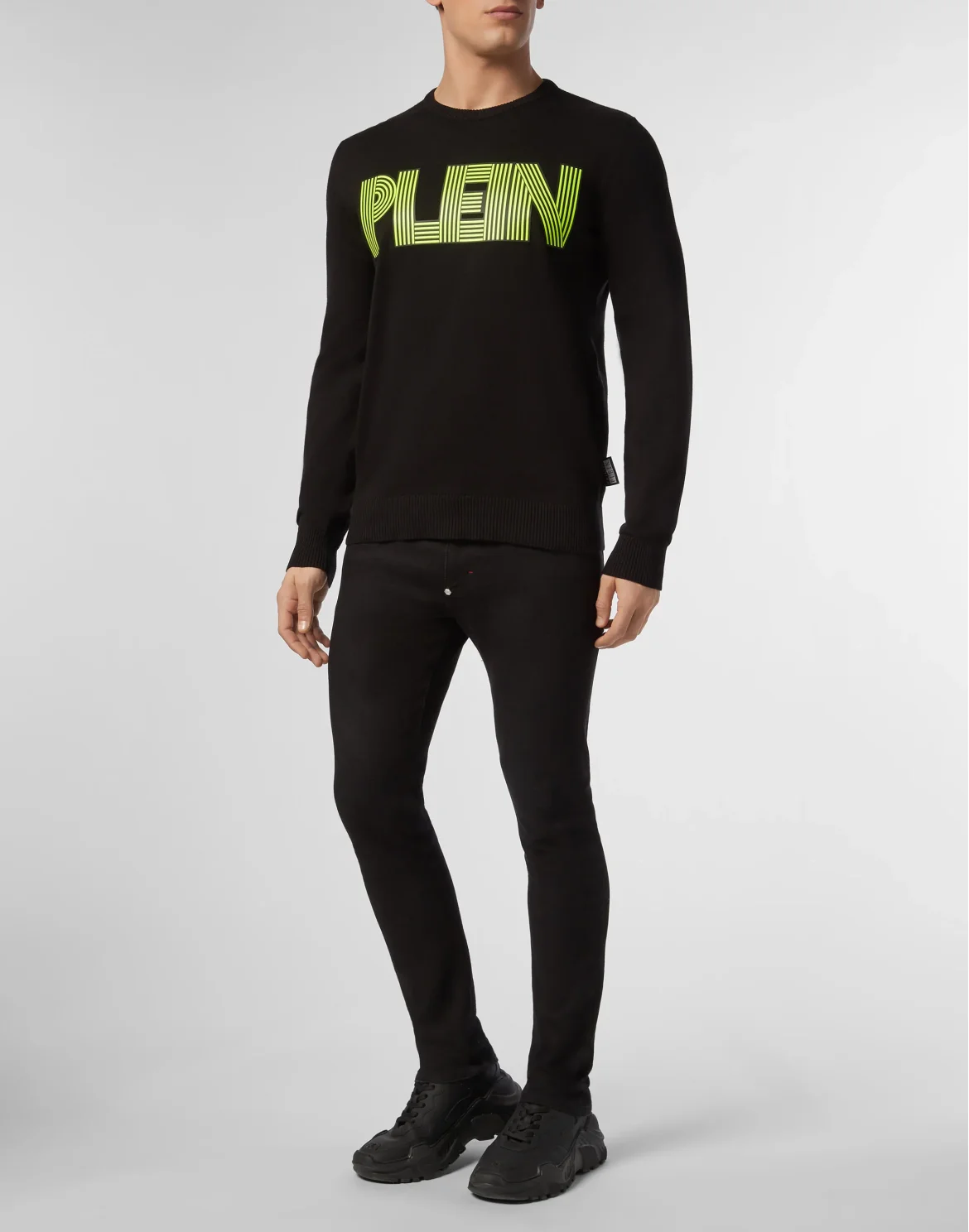 Pullover Round Neck LS Statement, цвет: Черный
