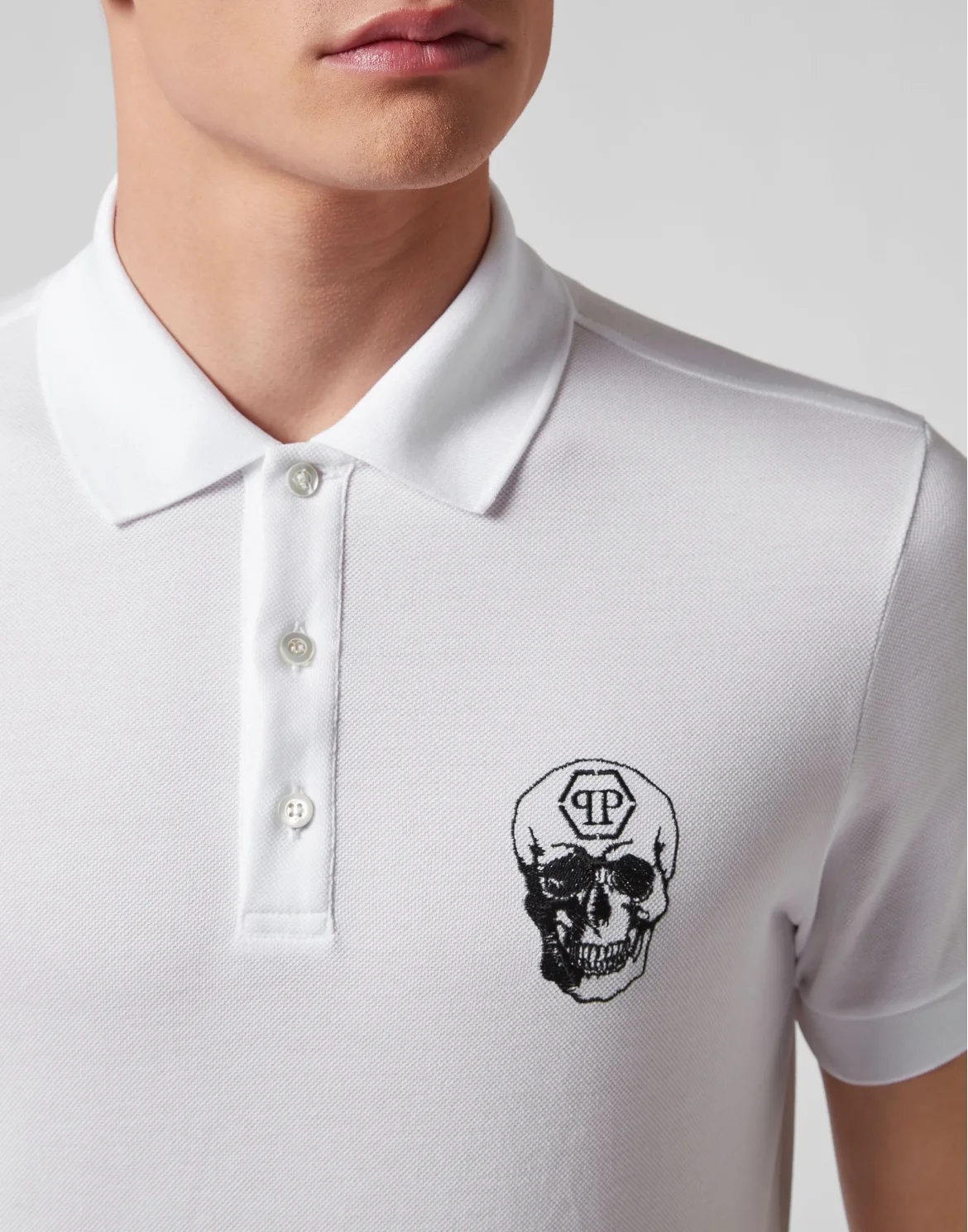 Slim Fit Polo shirt SS Skull, цвет: Белый