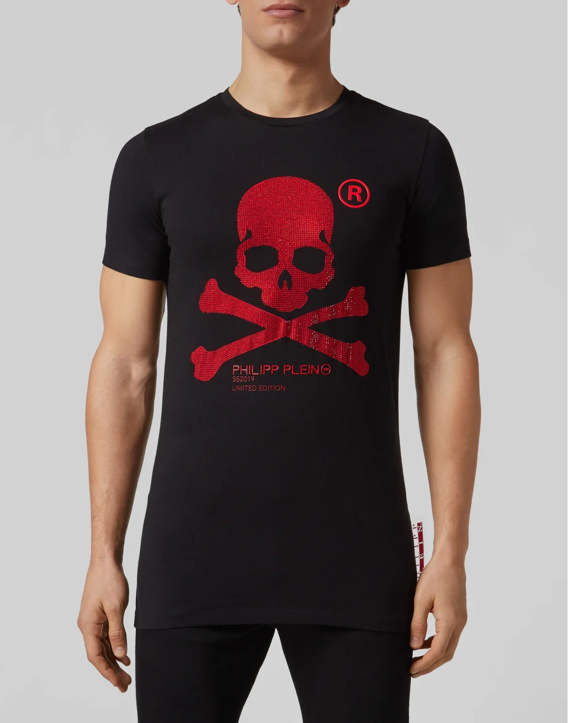 T-shirt Black Cut Round Neck Skull, цвет: Черный