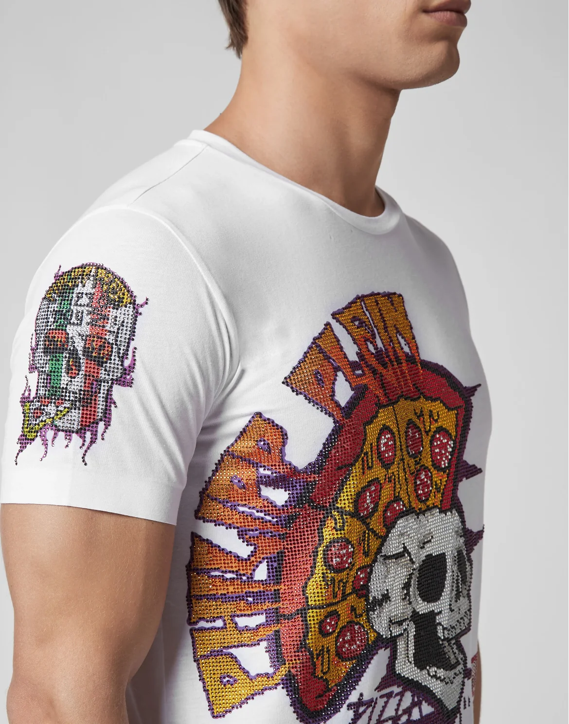 T-shirt Black Cut Round Neck Pizza boy, цвет: Белый