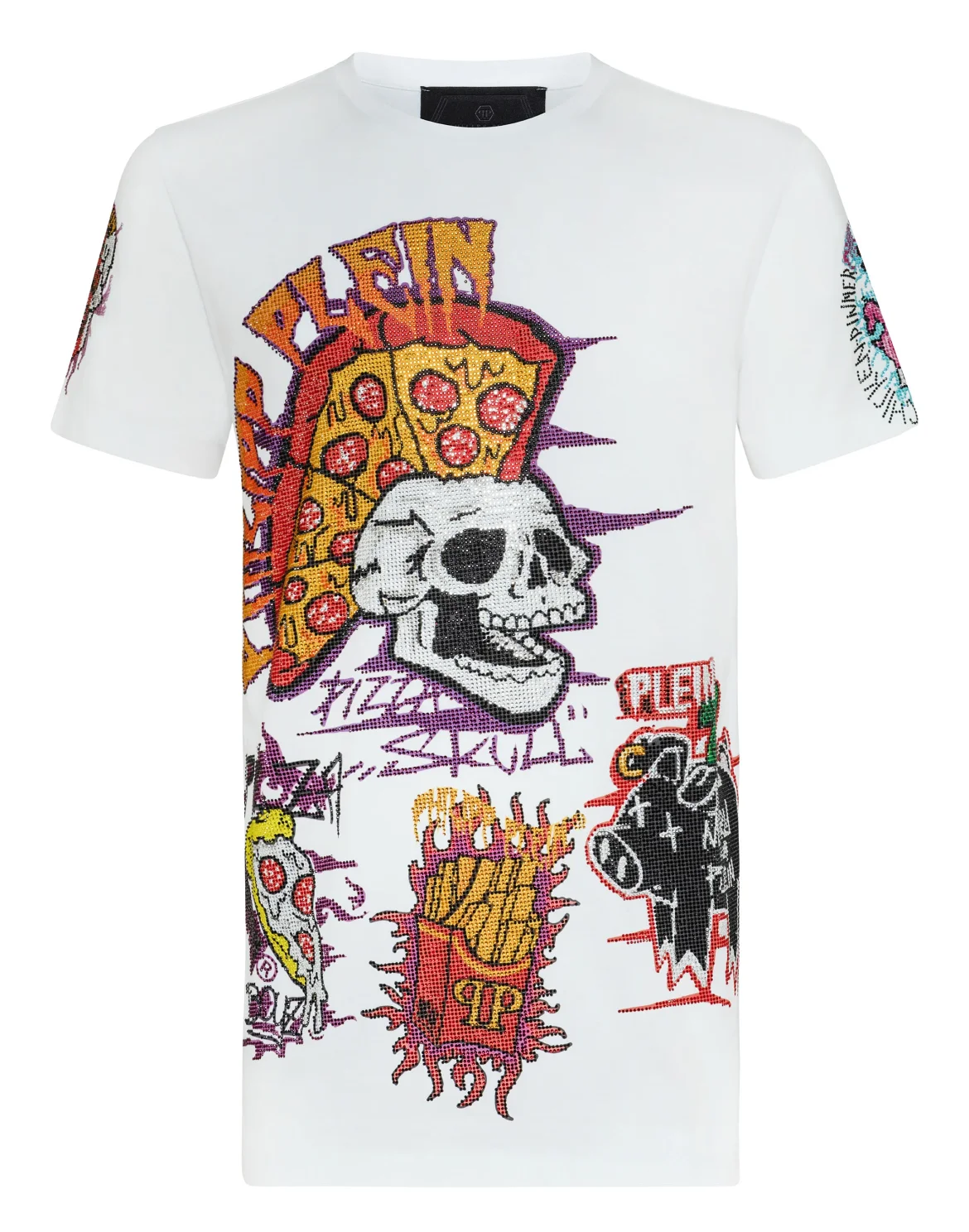 T-shirt Black Cut Round Neck Pizza boy, цвет: Белый