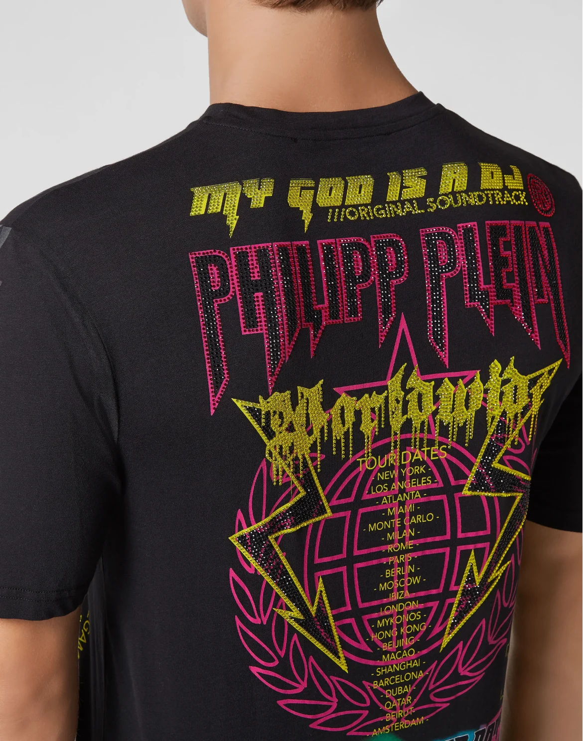 T-shirt Black Cut Round Neck DJ Plein, цвет: Черный