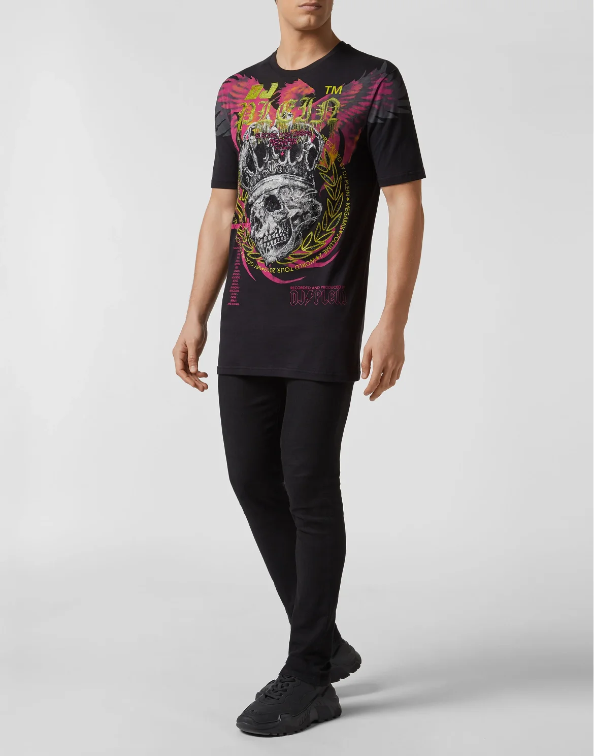 T-shirt Black Cut Round Neck DJ Plein, цвет: Черный
