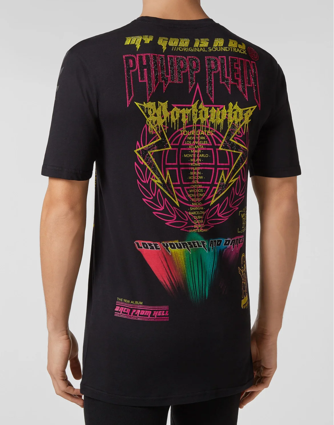 T-shirt Black Cut Round Neck DJ Plein, цвет: Черный