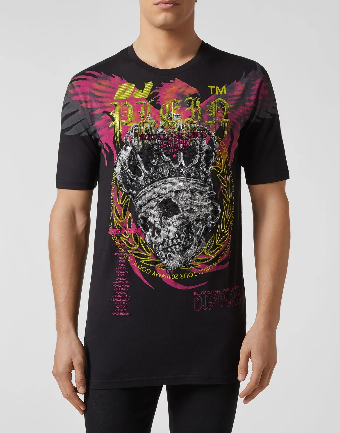 T-shirt Black Cut Round Neck DJ Plein, цвет: Черный