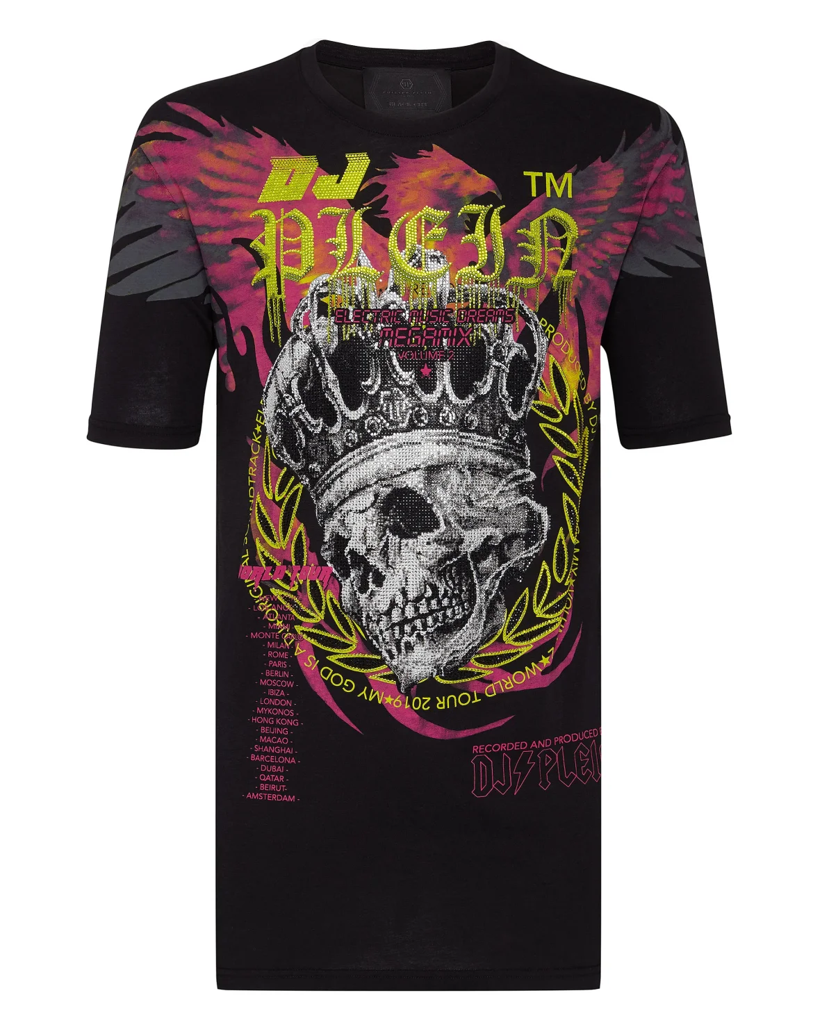 T-shirt Black Cut Round Neck DJ Plein, цвет: Черный