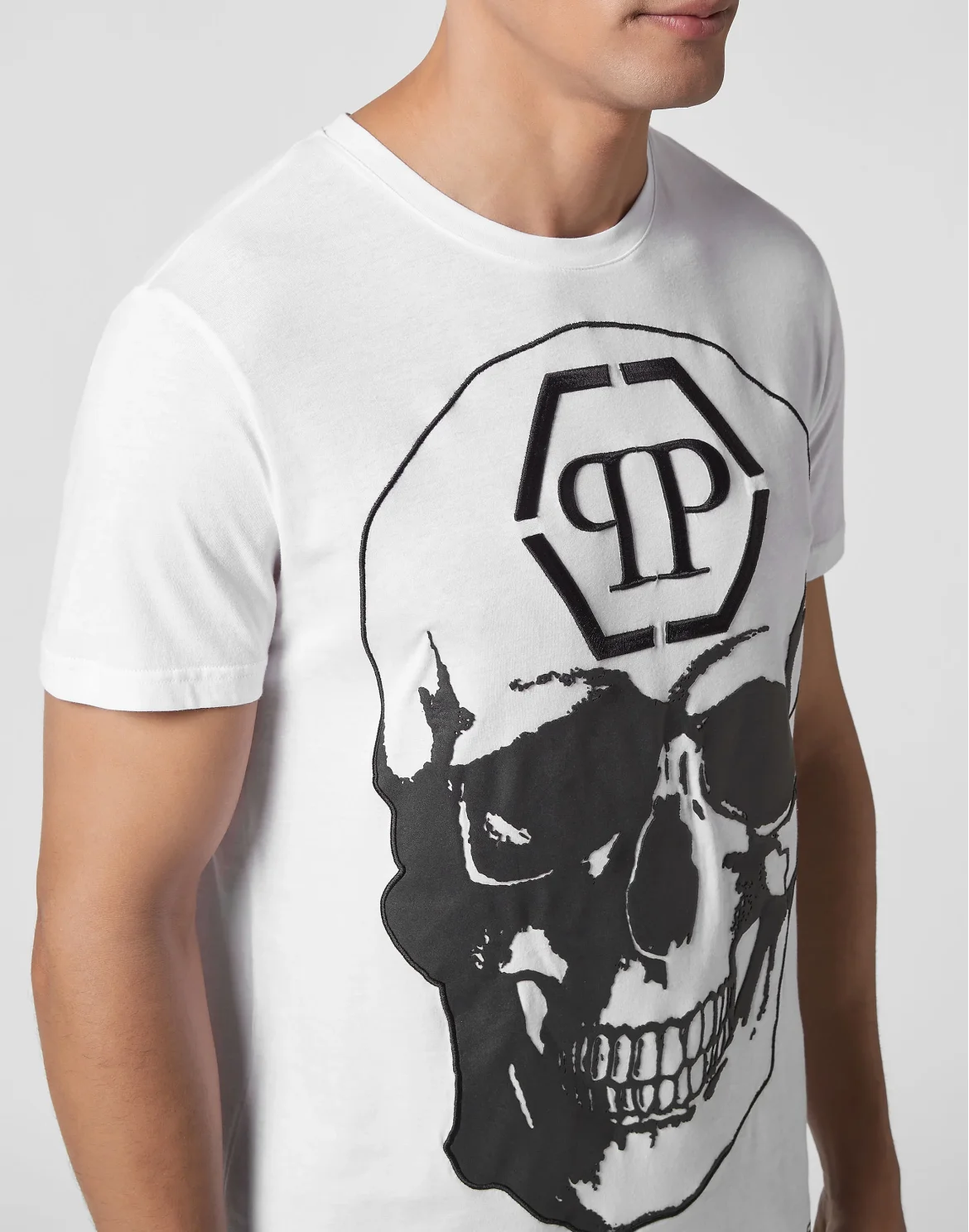 T-shirt Platinum Cut Round Neck Skull, цвет: Белый