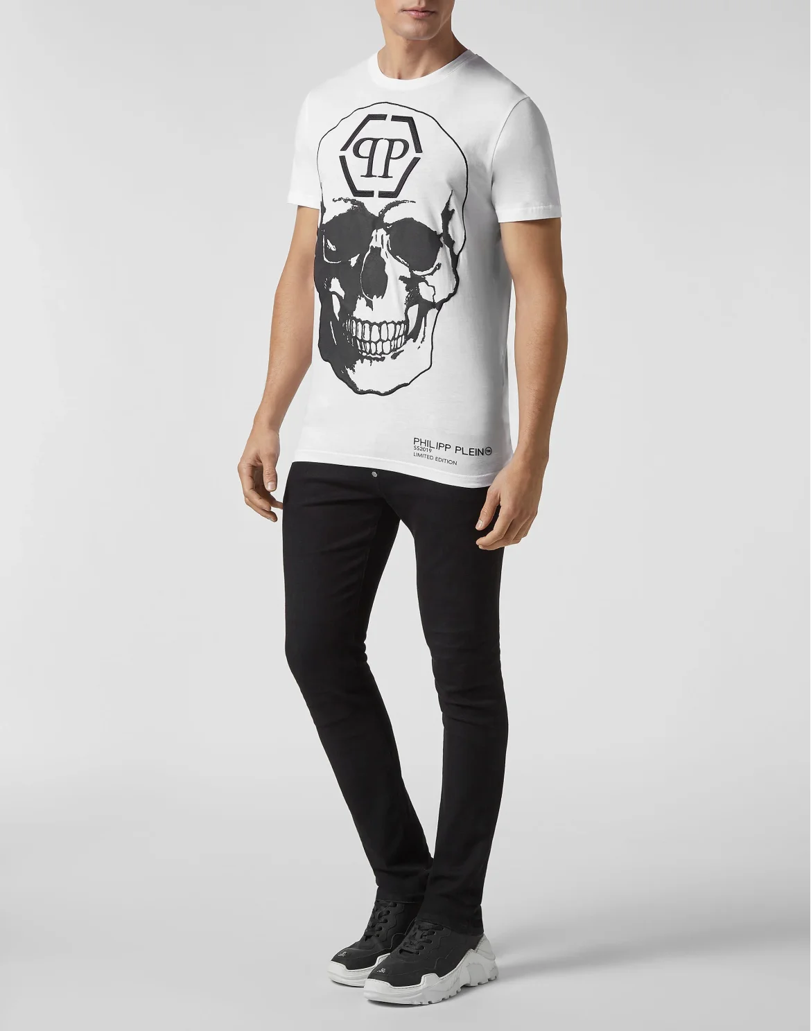 T-shirt Platinum Cut Round Neck Skull, цвет: Белый