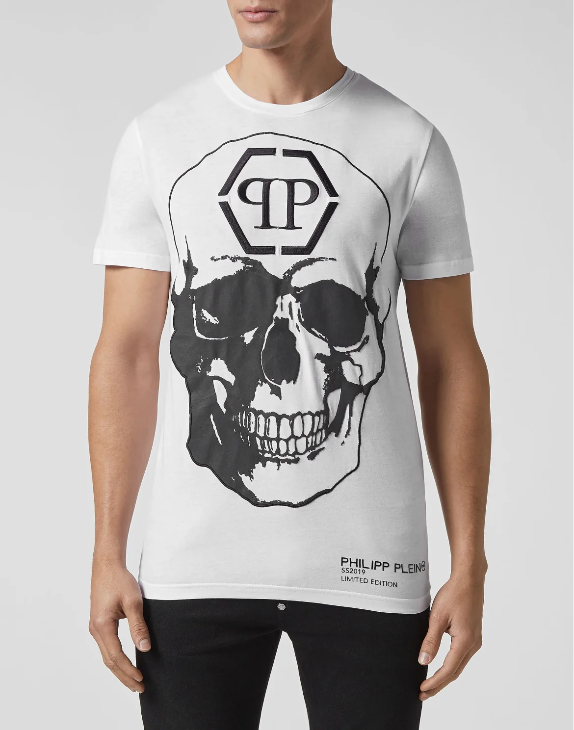 T-shirt Platinum Cut Round Neck Skull, цвет: Белый