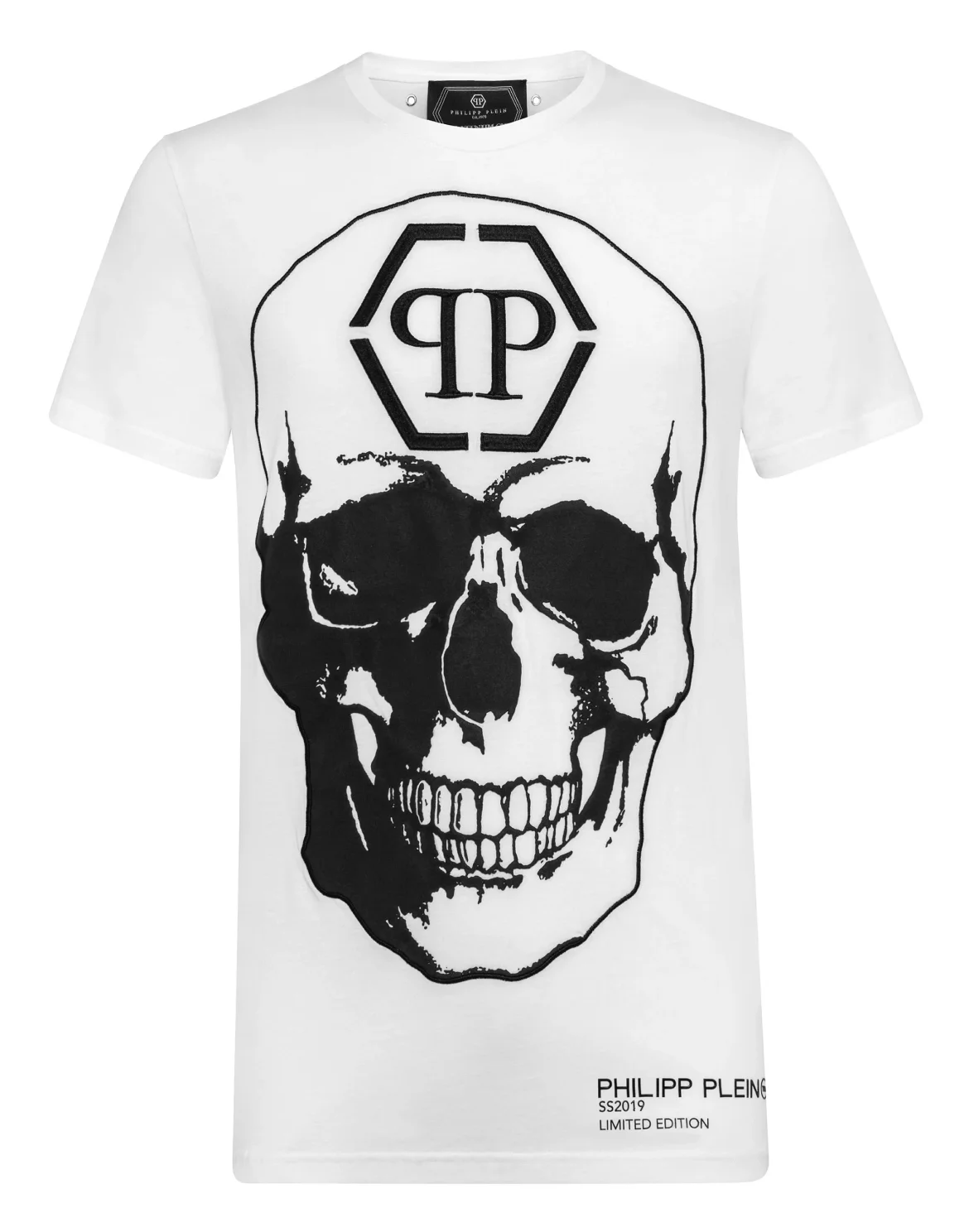 T-shirt Platinum Cut Round Neck Skull, цвет: Белый