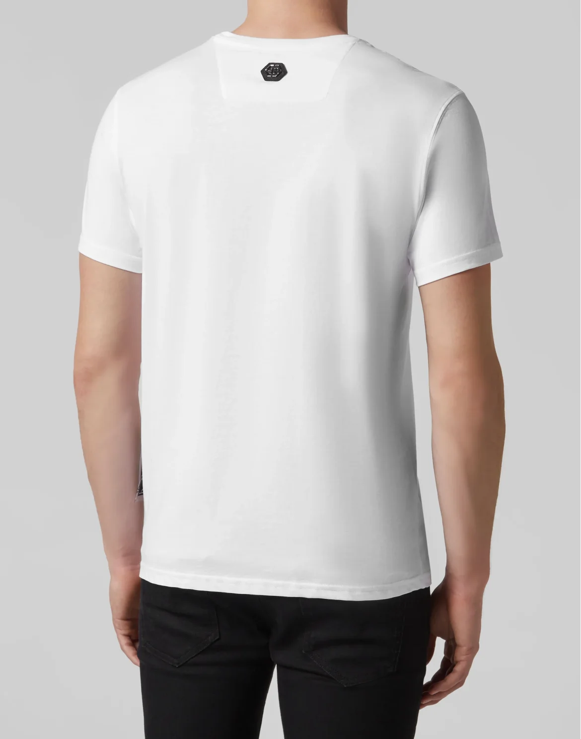 T-shirt Black Cut Round Neck Skull, цвет: Белый