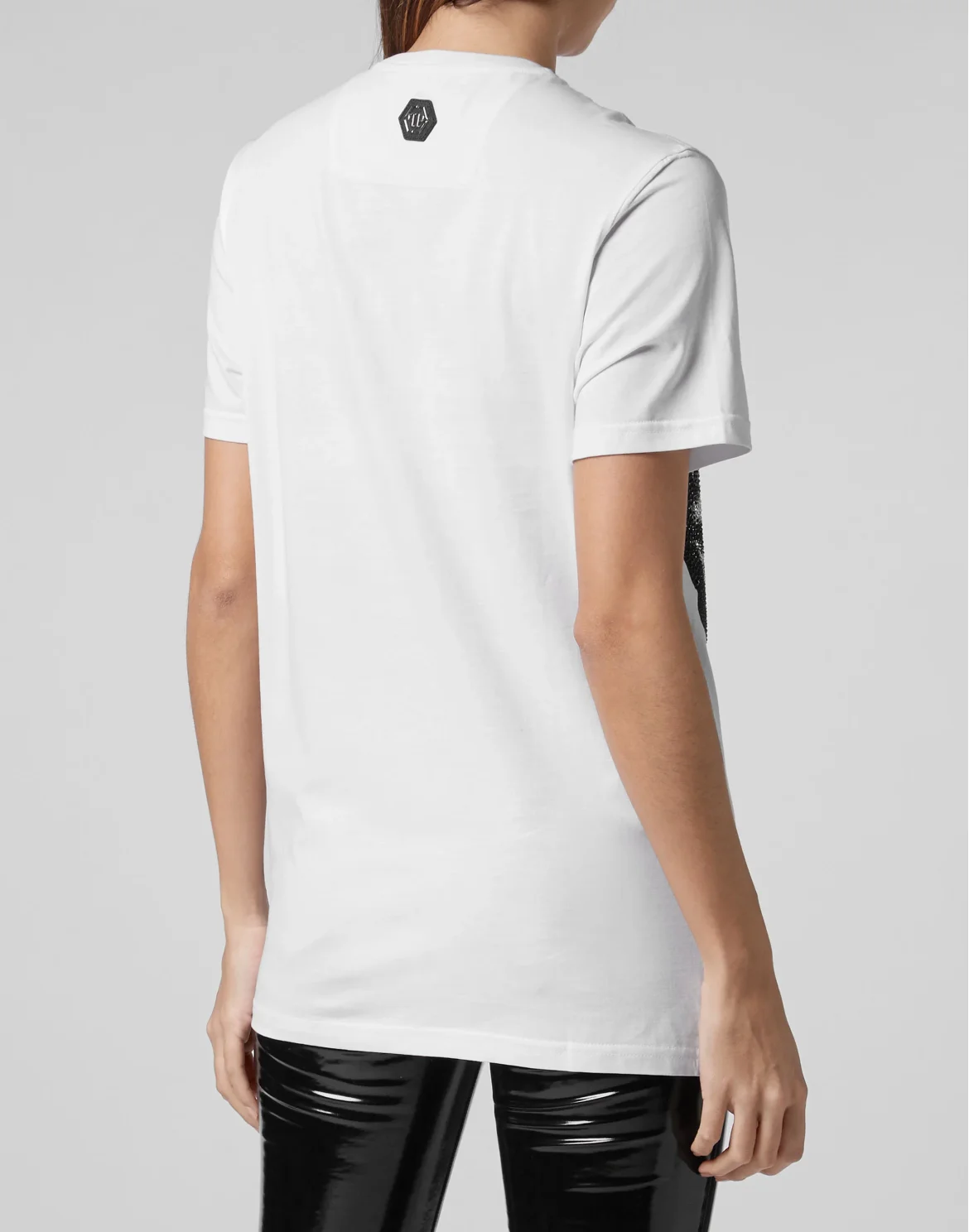 T-shirt Black Cut Round Neck Skull, цвет: Белый