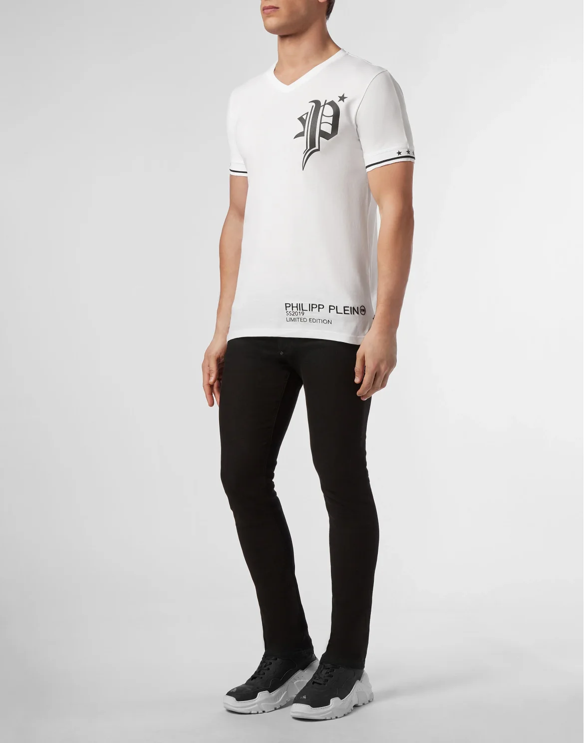 T-shirt Platinum Cut V-Neck Gothic Plein, цвет: Белый