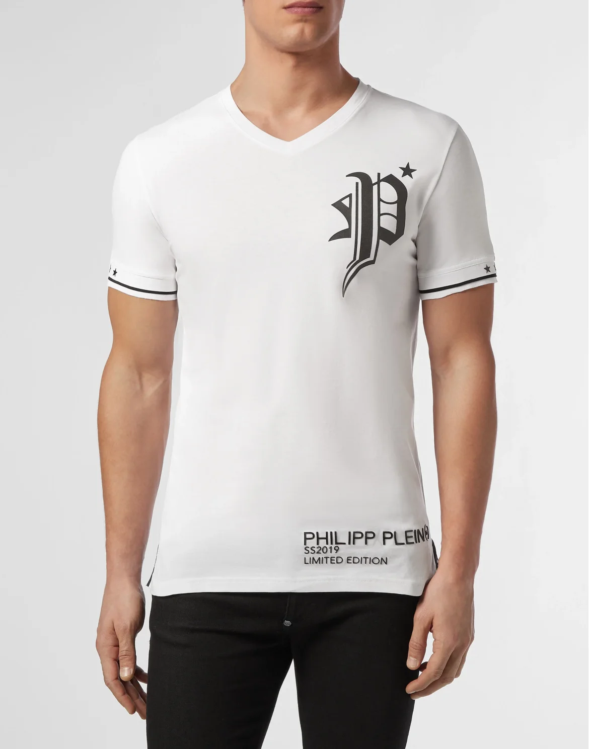 T-shirt Platinum Cut V-Neck Gothic Plein, цвет: Белый
