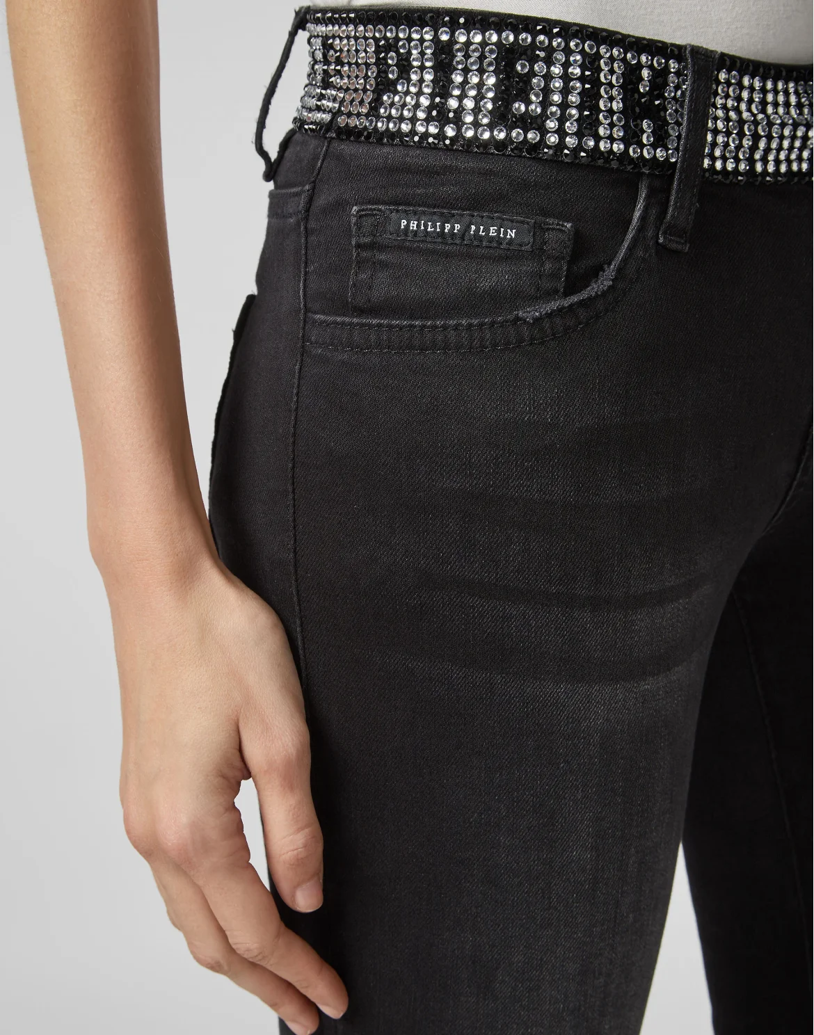 Slim Fit Crystal Plein, цвет: Серый