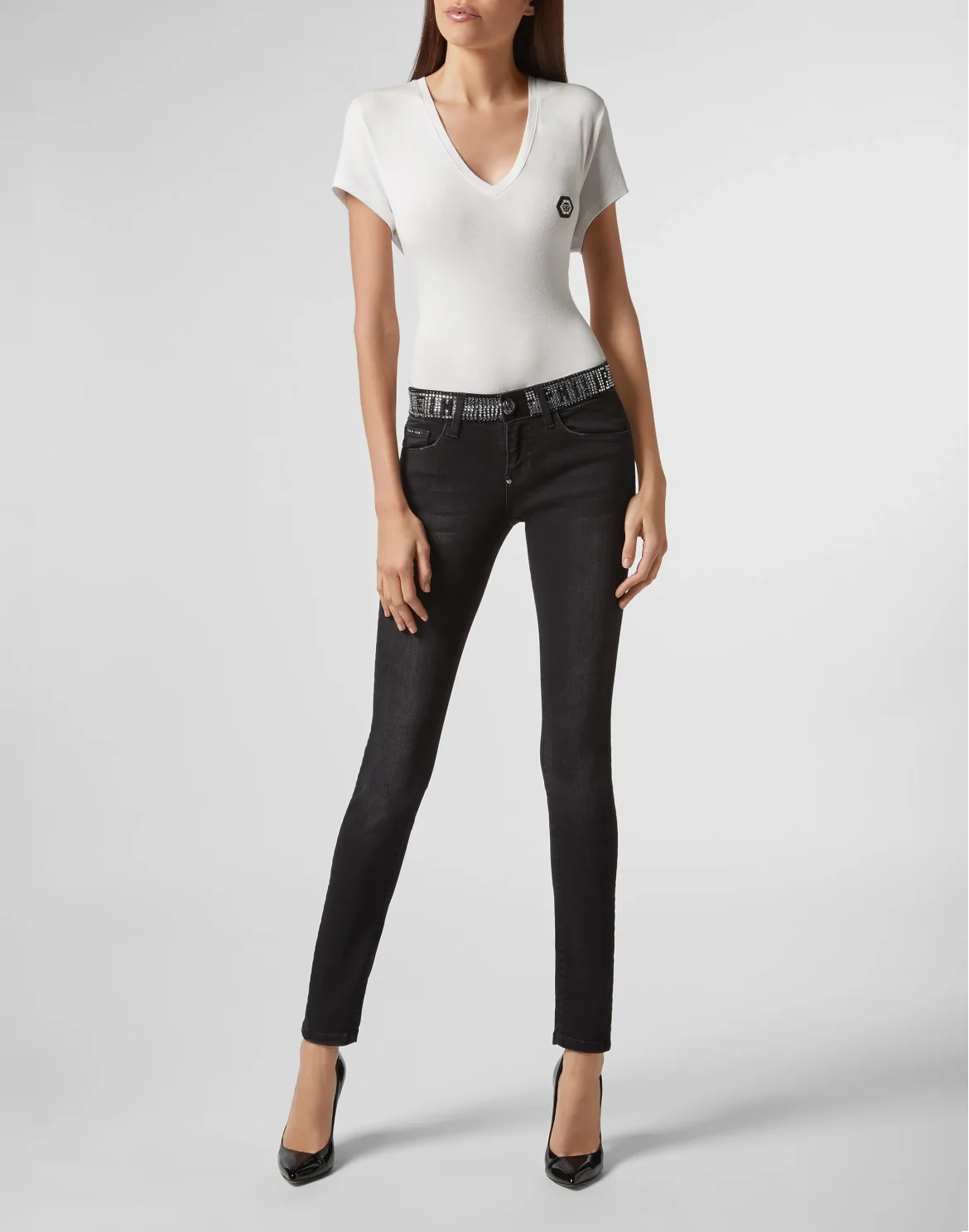 Slim Fit Crystal Plein, цвет: Серый