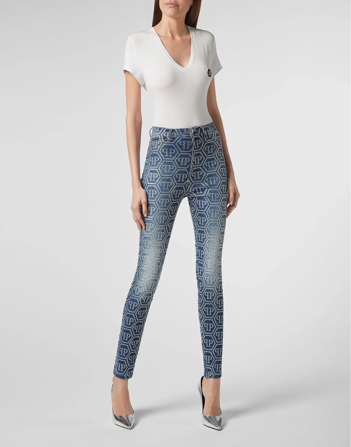 Super High Waist Jegging All over PP, цвет: Синий