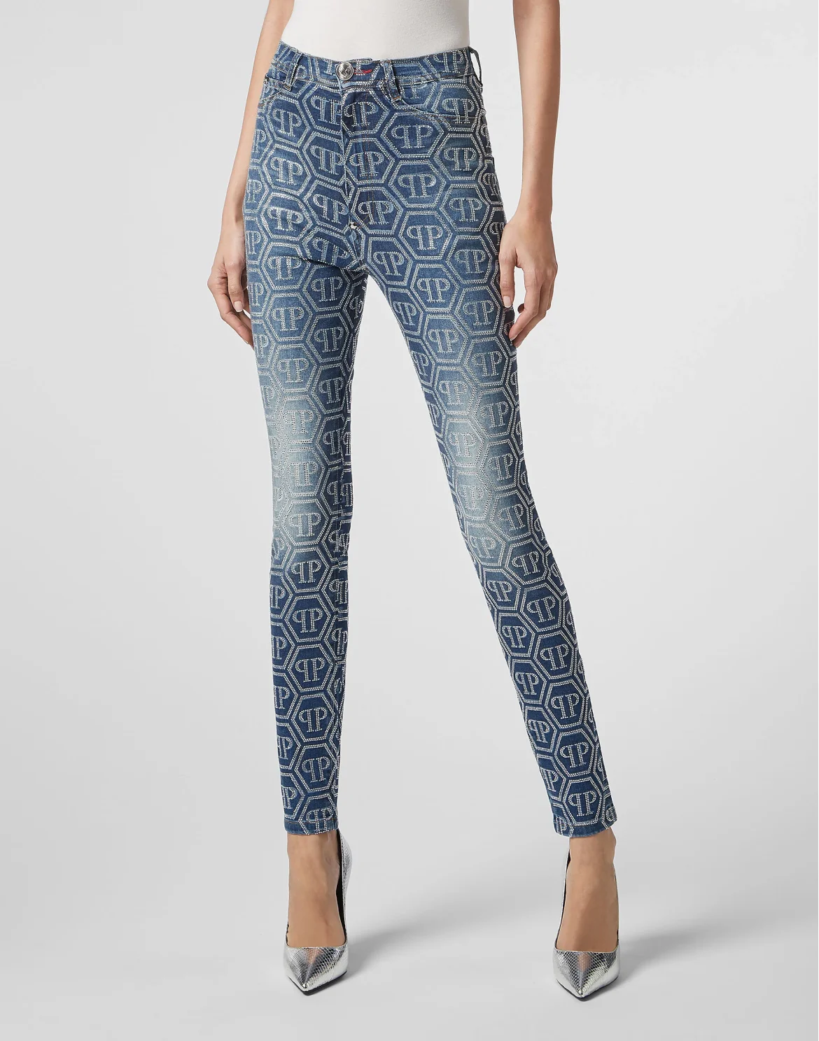 Super High Waist Jegging All over PP, цвет: Синий
