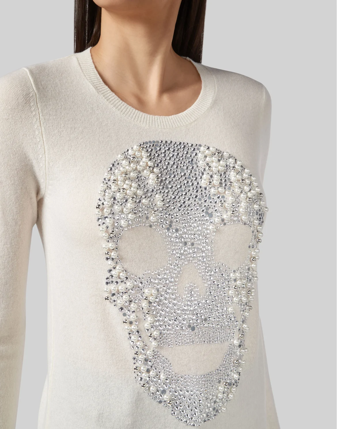 Pullover Round Neck LS Skull, цвет: Белый