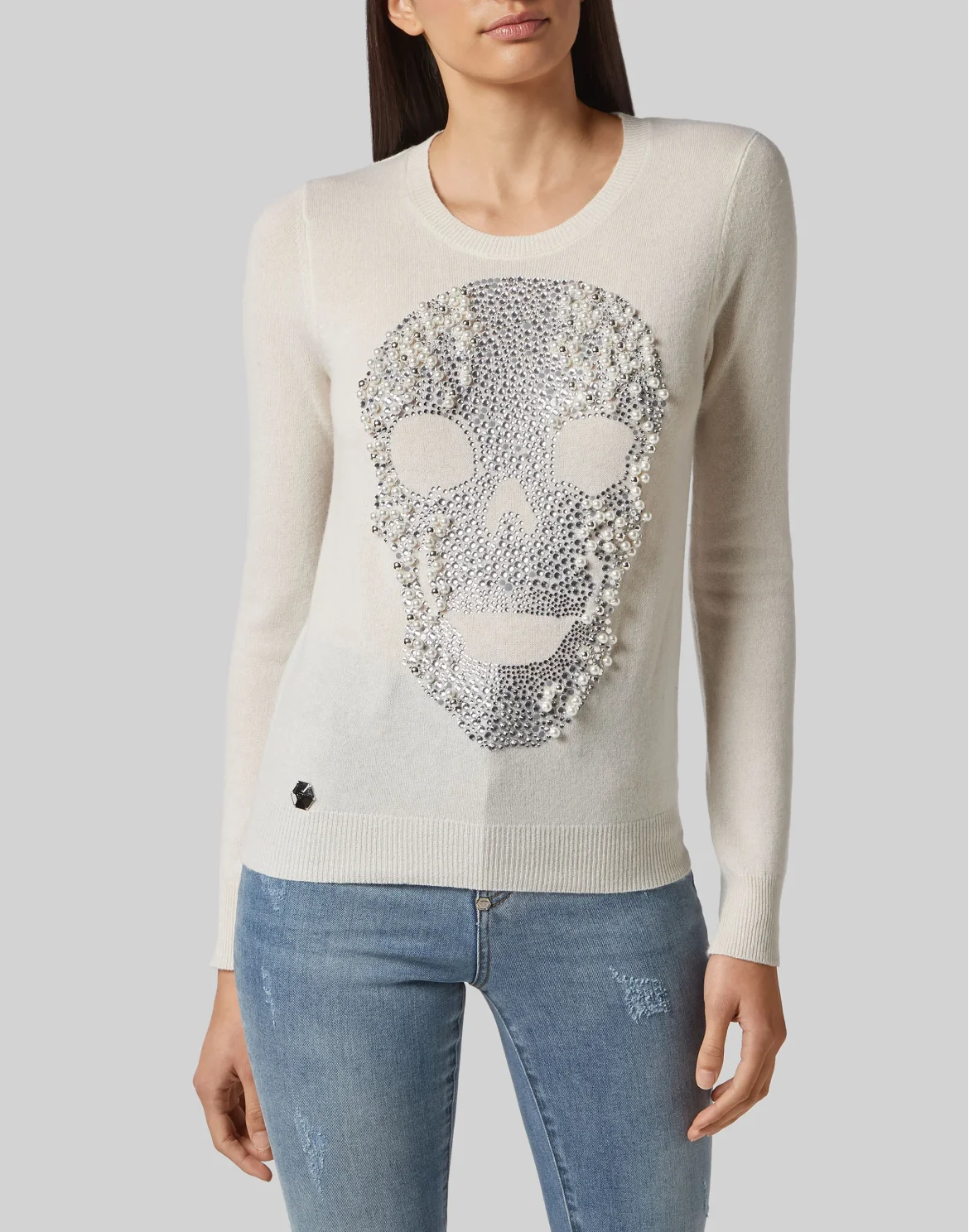 Pullover Round Neck LS Skull, цвет: Белый